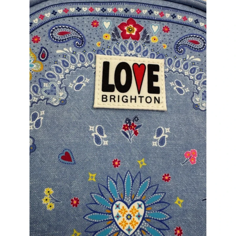 Brighton Love Blue Paisley Bandana Print Canvas Backpack Bag Floral Heart